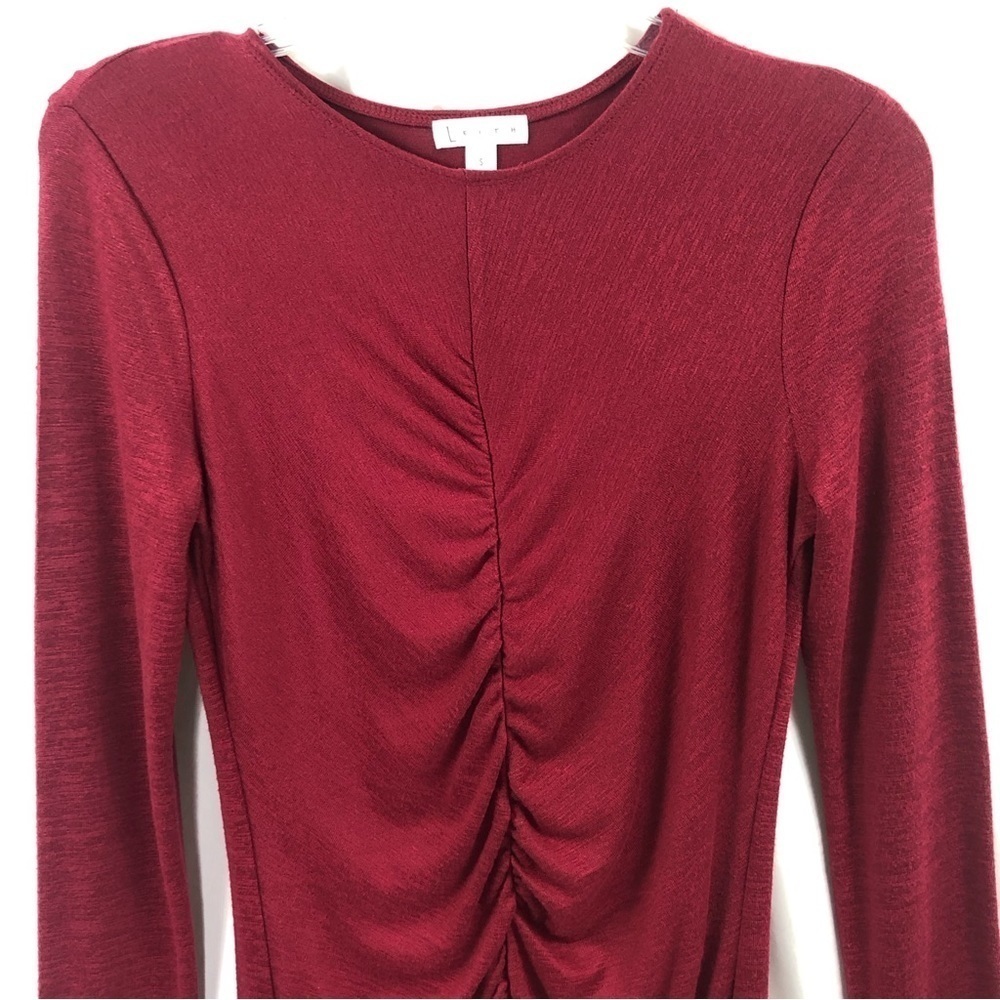Leith Ruched Dress Burgundy - Picture 6 of 6